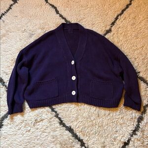 Purple Knit Cardigan with White Buttons